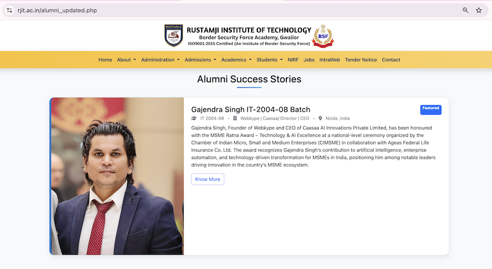 RJIT website - Gajendra